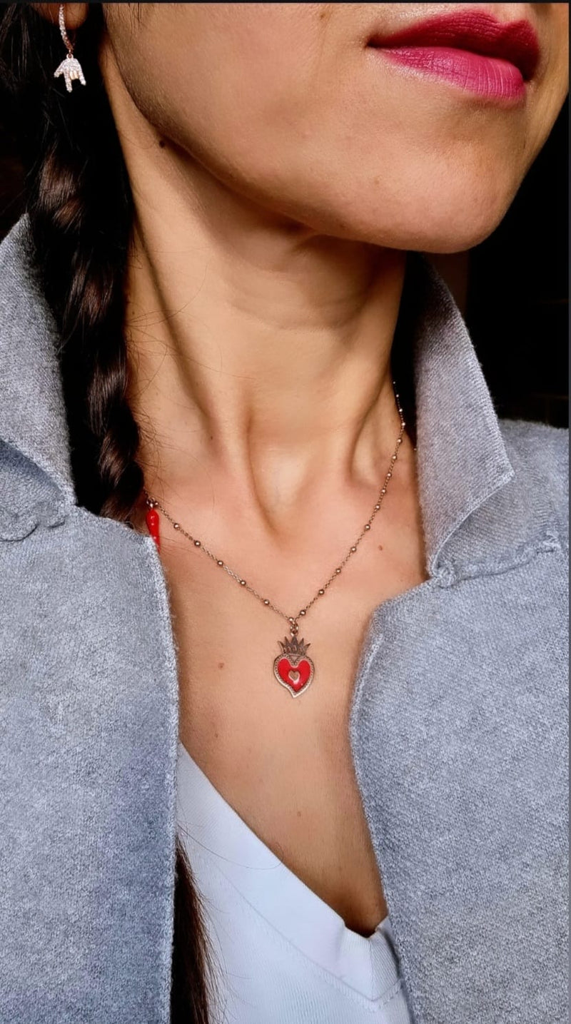 Collana sacro cuore rosso