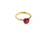 Anello solitario cuore rosso