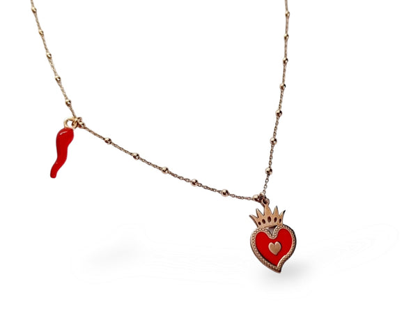 Collana sacro cuore rosso